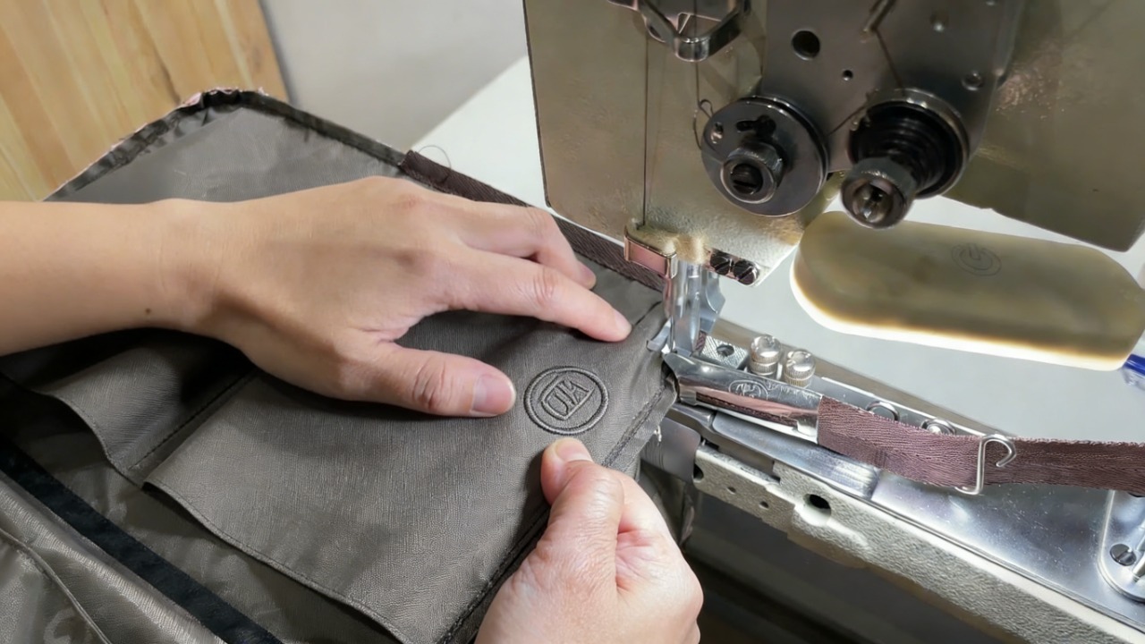 stitch logo with stitching machine